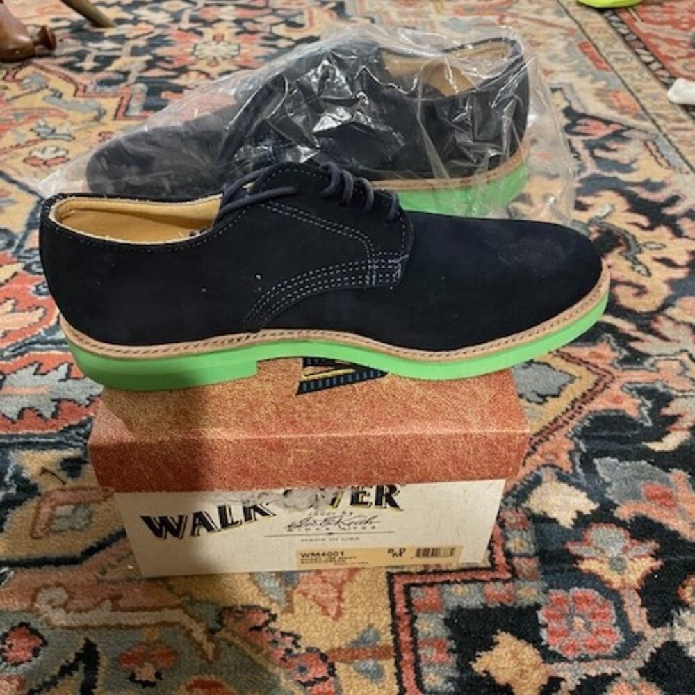 Walk-Over Blue/Green Suede Derbies